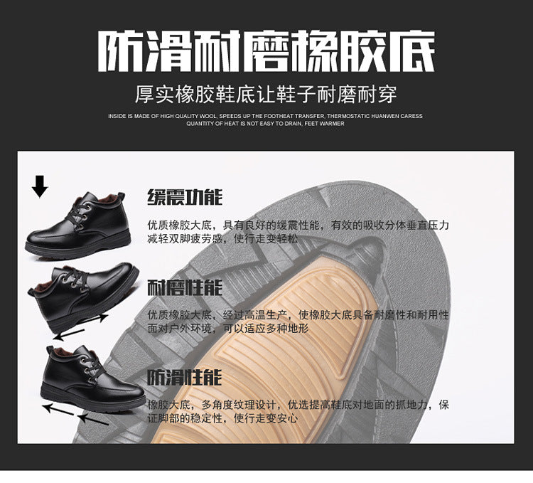 Popular men's cotton shoes genuine leather cotton boots pilot quick-heating shoes fleece-lined warm cotton leather shoes wool warm snow boots