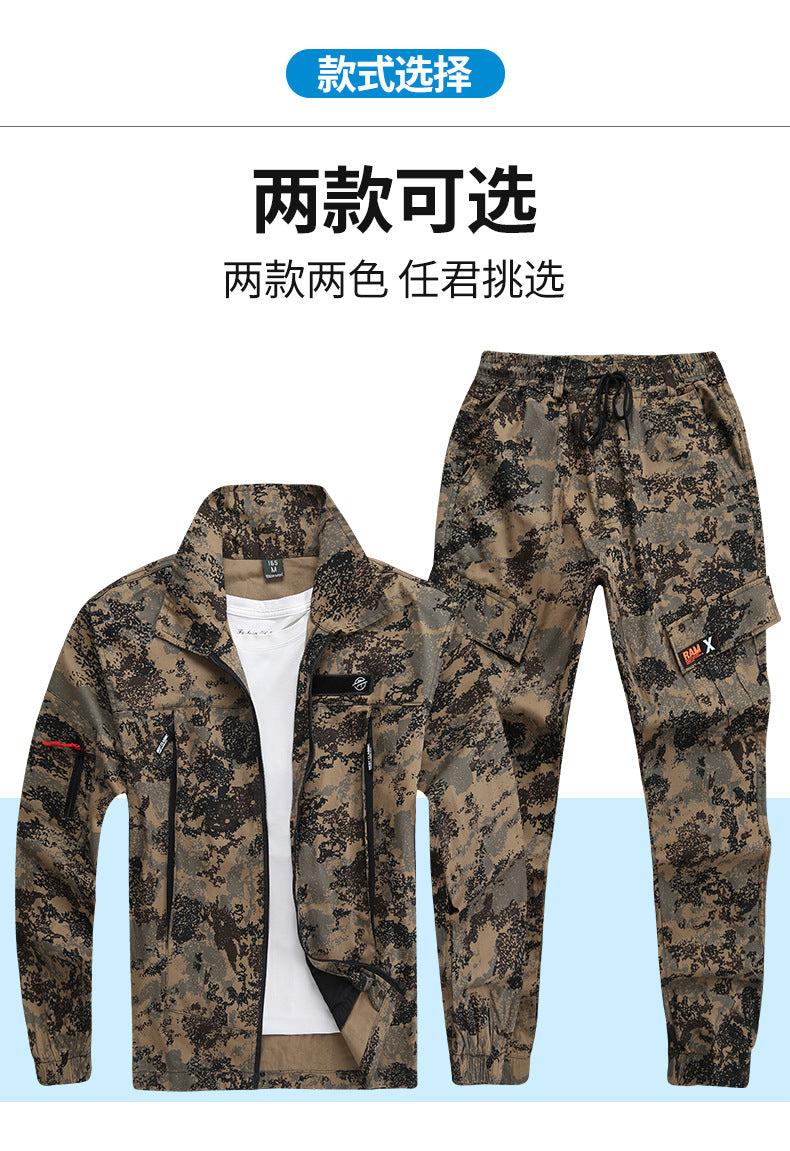 Summer Pure Cotton Thin Work Clothes Set for Men and Women Stretch Camouflage Clothing for Welders Wear-resistant Work-protection Clothing Casual Suit