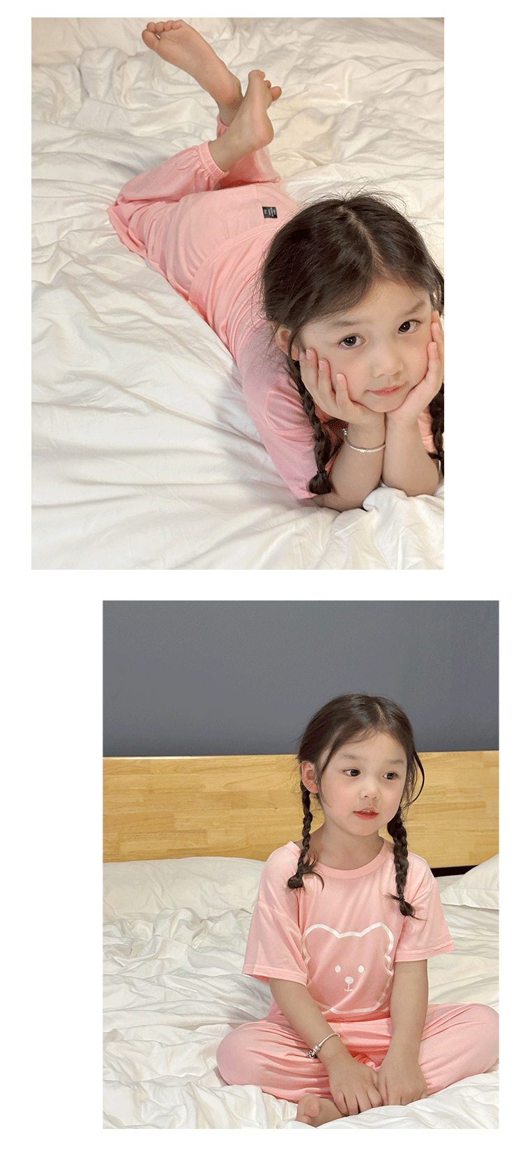 Children's Modal Pajamas Summer Thin Short-sleeved Trousers Ice Silk Middle-aged Boys and Girls Home Suit Summer