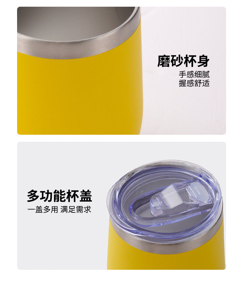 304 Stainless Steel Eggshell Cup Portable Cross-Border U-Shaped Wine Thermos Cup 12oz Cup American Style Wholesale Aviation Cup