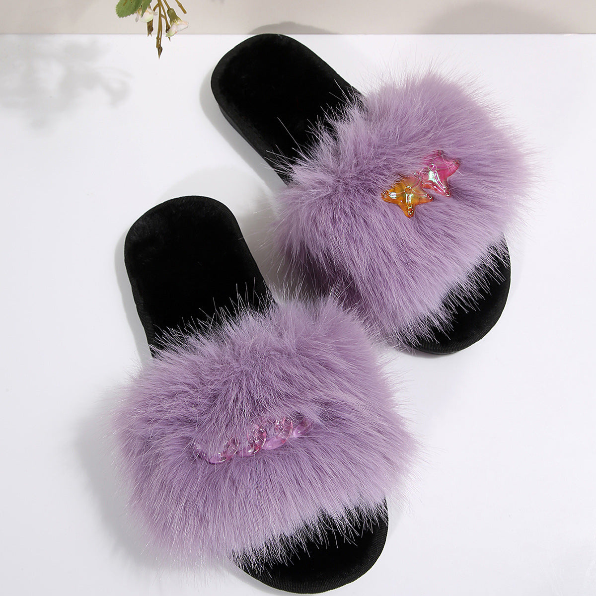 Cross-Border Foreign Trade Amazon Women's Open-Toe Thickened Flip-Flops Comfortable Soft-Soled Slippers Women's Large Size Furry Slippers