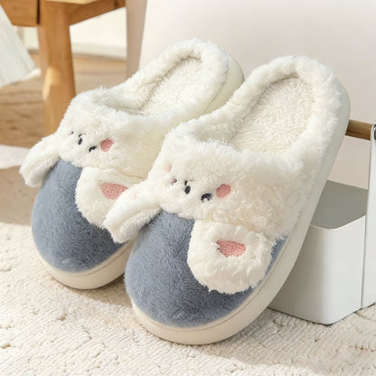 Cotton Slippers for Women in Autumn and Winter Home Non-Slip Thick-Soled Plush Indoor Home Slippers for Couples Plus Plush Slippers