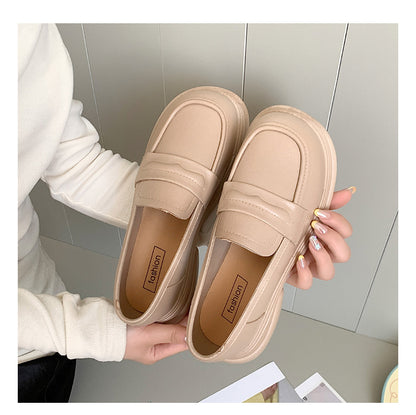 Thick-Soled Loafers British Style Slip-On White Shoes for Women 2025 New Versatile Toe-Toe Shoes Cross-Border Foreign Trade Women's Shoes