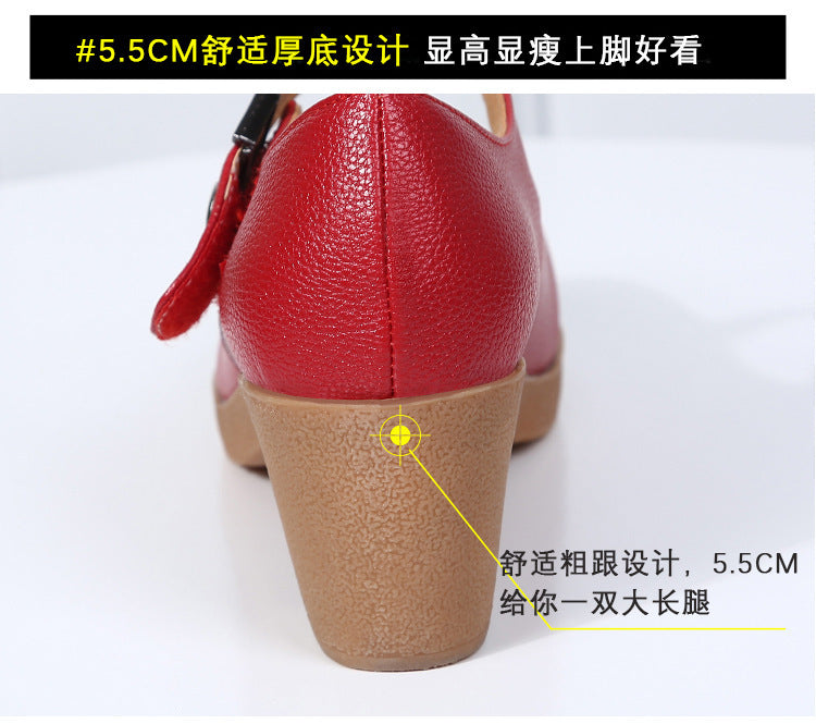 Factory direct sales dance shoes wholesale round head modern square dance shoes ladies mother shoes cross-border products 2025