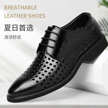 Ba Totem Summer Men's Shoes Genuine Leather Hollow Breathable Leather Shoes Men's Shoes Men's Korean Fashionable Business Dress Shoes Men's