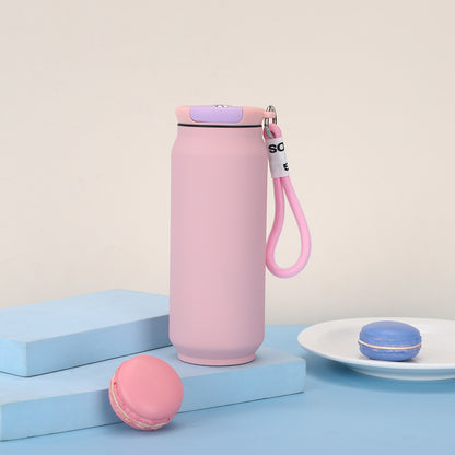 New Style 304 Stainless Steel Thermos Outdoor Portable Cans Lanyard Accompaniably Cups Solid Color Household Straight Water Cup