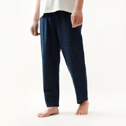 Couple Style Washed Home Pants for Men and Women, Pure Cotton Plaid Pajama Pants, Living Pants, Spring and Autumn Style, Japanese Warehouse Available for Wholesale