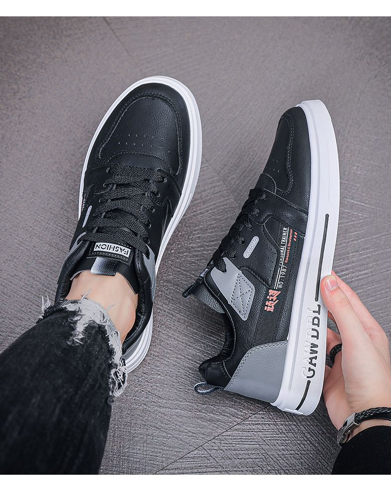 Men's Shoes Korean Style Trendy All-match Trendy Shoes Sports Winter 2023 New White Shoes Skate Shoes Waterproof Casual Leather Shoes