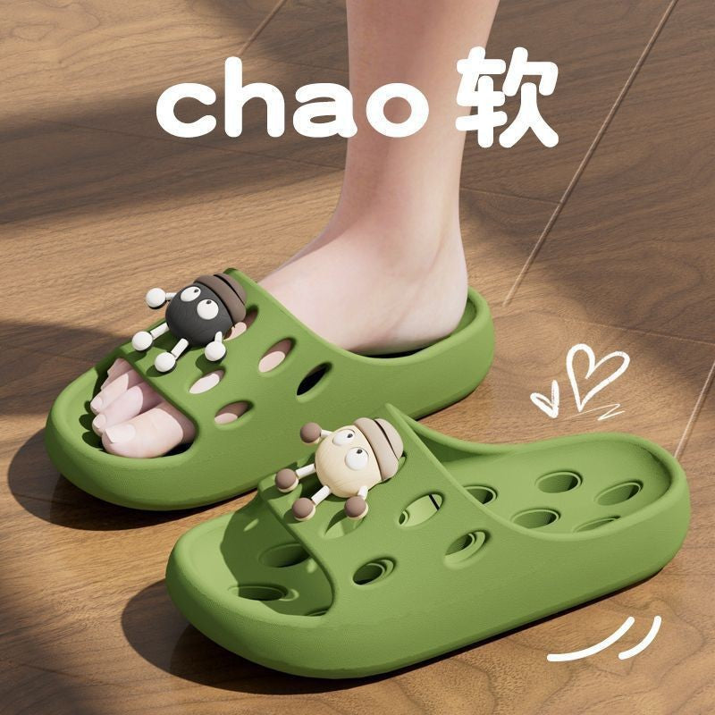 Bathroom Leaking Slippers for Women in Summer Indoor Home Use for Bathing Non-Slip Cut Out Quick-Drying Couple Non-Stinky Foot Sandals for Men