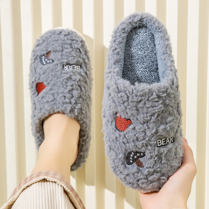 Cixi Cotton Slippers for Women, Spring, Autumn and Winter Home Use, Indoor Non-Slip Couple Home Warm Winter Plush Men's Slippers