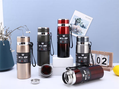 Large-Capacity Sling Pot 316 Stainless Steel Thermos Cup Outdoor Sports Rope Portable Travel Pot Car Water Cup