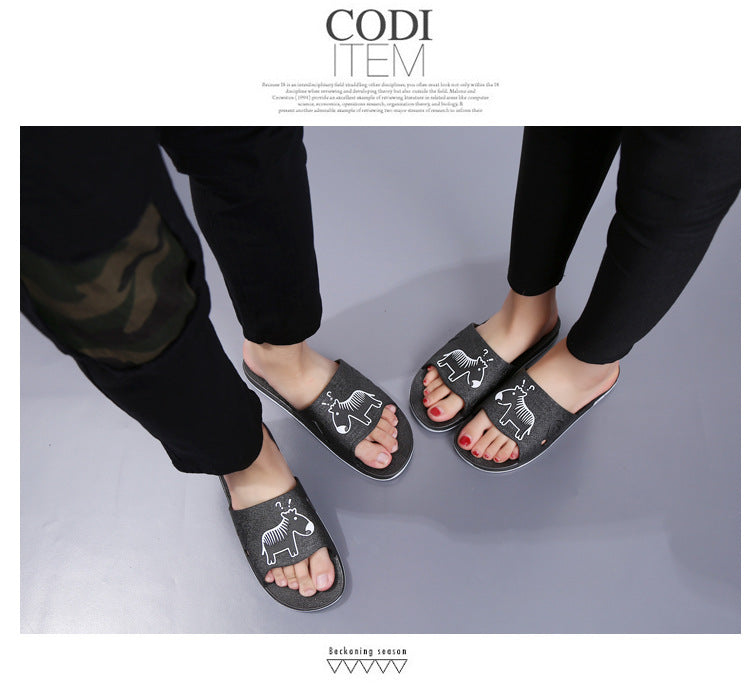 Summer Pvc Bathroom Slippers Home Cartoon Couple Slippers Indoor Cute Bath Non-Slip Sandals Women's Stall