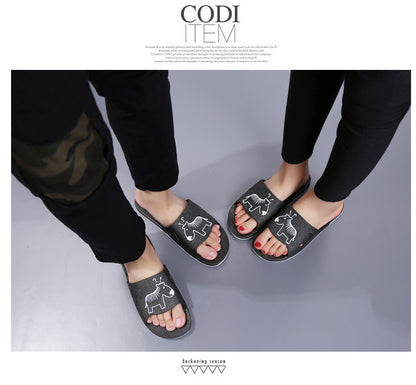 Summer Pvc Bathroom Slippers Home Cartoon Couple Slippers Indoor Cute Bath Non-Slip Sandals Women's Stall