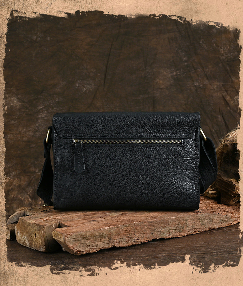 Ancient Trendy Guest Genuine Leather Men's Bag Single Shoulder Crossbody Bag Handmade Cowhide Backpack Simple Small Bag Crazy Horse Leather Men's Bag