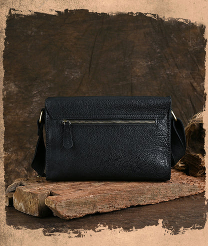 Ancient Trendy Guest Genuine Leather Men's Bag Single Shoulder Crossbody Bag Handmade Cowhide Backpack Simple Small Bag Crazy Horse Leather Men's Bag