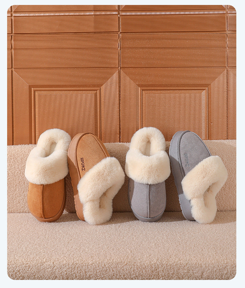 Couple's Cotton Slippers for Women, Thick-Soled, Warm, Non-Slip Home Slippers for Men, Autumn and Winter Indoor Non-Slip Soft-Soled Maternity Shoes