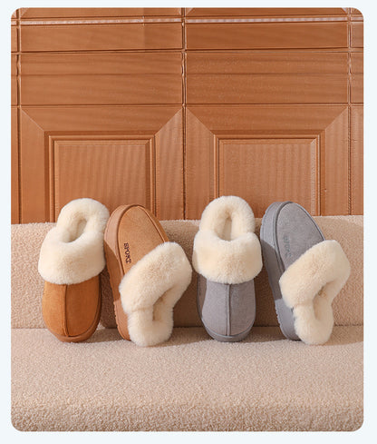 Couple's Cotton Slippers for Women, Thick-Soled, Warm, Non-Slip Home Slippers for Men, Autumn and Winter Indoor Non-Slip Soft-Soled Maternity Shoes