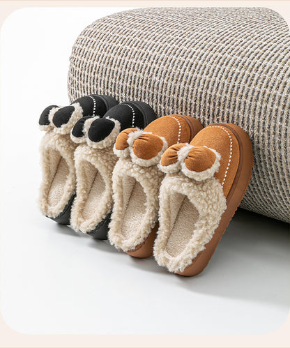 Cute Thick-Soled Cotton Slippers for Women in Autumn and Winter, Indoor Non-Slip Warm Soft Thick-Soled Furry Slippers for Postpartum Period