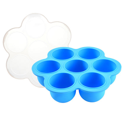 7-hole silicone food supplement box with lid ice cube children's fruit snack food supplement box sealed fresh-keeping box ice hockey mold