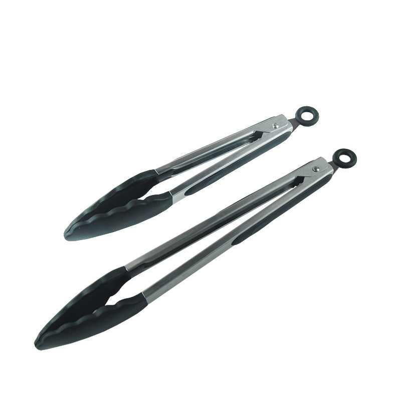 in stock 7 inch 9 inch 12 inch silicone food clip 3 piece set stainless steel food clip BBQ barbecue clip bread steak clip