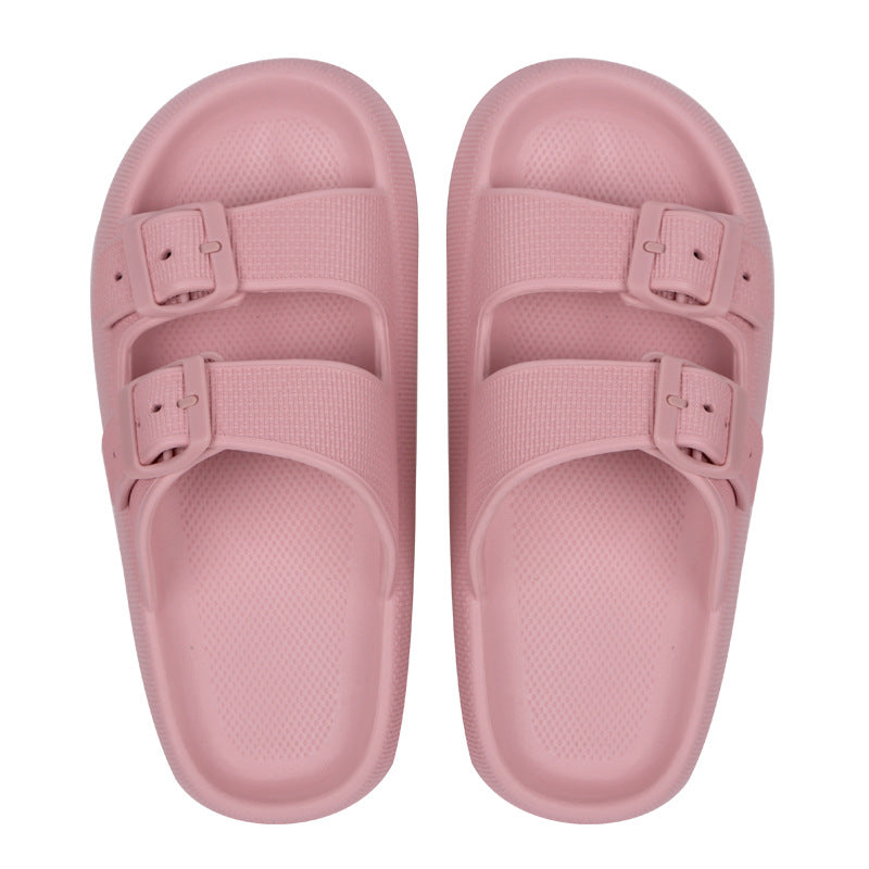 2026 New Thick-Soled Slippers, Wear-Resistant Double Buckle Eva Sandals, Couple's Summer Women's Outdoor and Indoor Slippers with a Soft Cushioning Feel