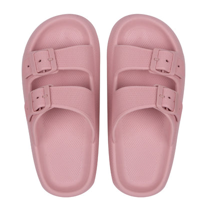2026 New Thick-Soled Slippers, Wear-Resistant Double Buckle Eva Sandals, Couple's Summer Women's Outdoor and Indoor Slippers with a Soft Cushioning Feel