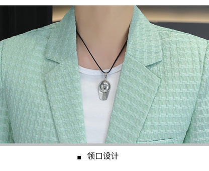 Summer half sleeve thin suit Korean style men's half sleeve fashionable fashionable jacket slim fit trendy summer small suit
