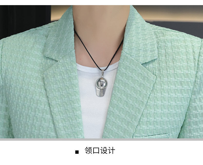Summer half sleeve thin suit Korean style men's half sleeve fashionable fashionable jacket slim fit trendy summer small suit