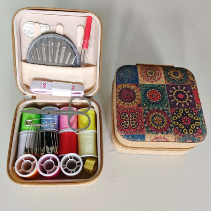 Amazon Cross-Border Household Practical Portable Multi-Functional Retro Sewing Box Sewing Kit Sewing Hand Sewing Set Tool