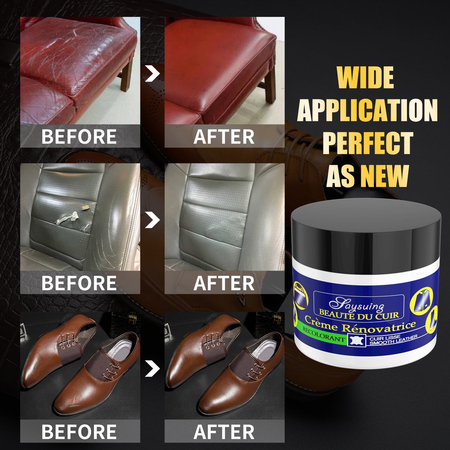 Rayhong Leather Cream for Leather Clothing Scratches and Tears, Leather Care Cream for Car Leather Seats and Sofas