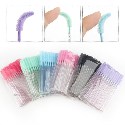 Wholesale foreign trade crystal rod silicone eyelash brush eyebrow brush color eyelash comb disposable eyelash combing tool