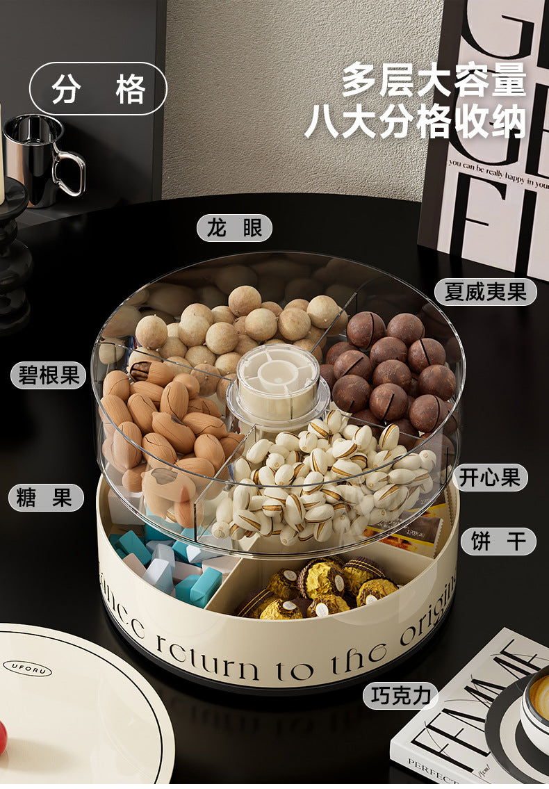 Fruit Tray Living Room Coffee Table Food Grade Melon and Peanut Snacks Dried Fruit Box Multi-layer Rotating Liftable Candy Box