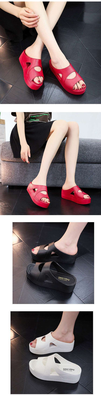 High-Heeled Slippers for Women to Wear in Summer, Ultra-Thick Soles, New Home Hot Style Wedge Heels, Platform Slippers, Non-Slip Plastic Sandals