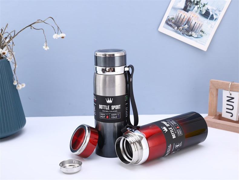 Large-Capacity Sling Pot 316 Stainless Steel Thermos Cup Outdoor Sports Rope Portable Travel Pot Car Water Cup