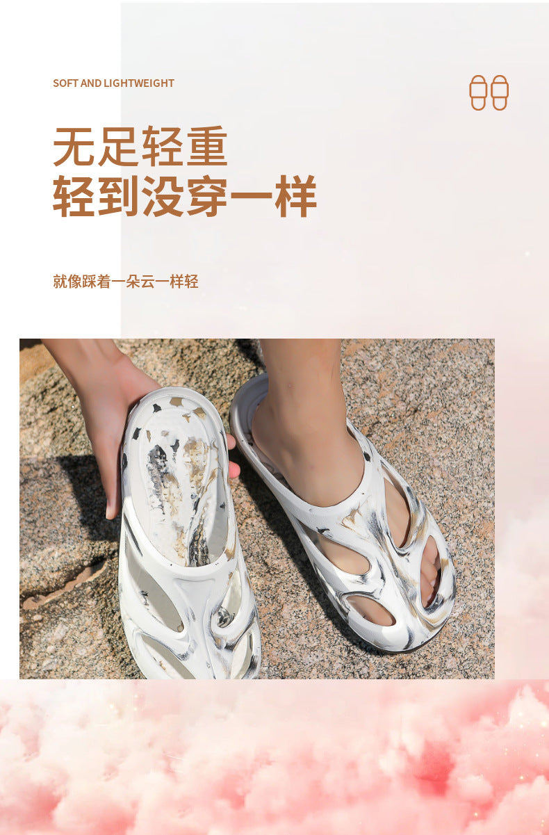 Cross-Border Outdoor Thick-Soled Sandals, Hollow Eva Shaped Water Sandals, Non-Slip Clogs, Men's and Women's Beach Sandals, Slippers