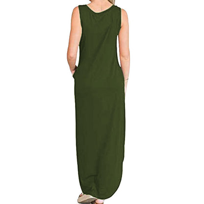 Spot Amazon Independent Station Ebay Women's Dress Good Vibes Rainbow Flap Pocket Pants Casual Sleeveless Long Skirt