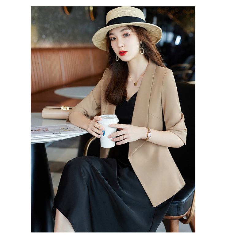 [Three-Quarter Sleeve Dress] Women's Formal Suit Dress, Korean Style Fashion Professional Attire, Small Blazer Dress for Spring and Summer