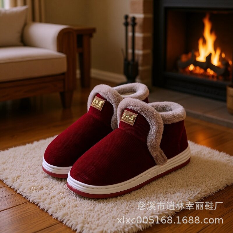 All-Inclusive Handmade Cotton Slippers for Women, Autumn and Winter Home Indoor Warm Dad Old Cotton Shoes Wholesale for Middle-Aged and Elderly Men