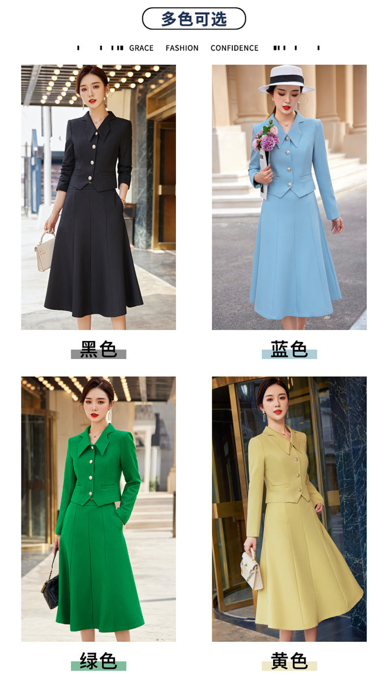 French style black dress Women's Spring and Autumn New retro high-grade elegant socialite high-end suit two-piece suit