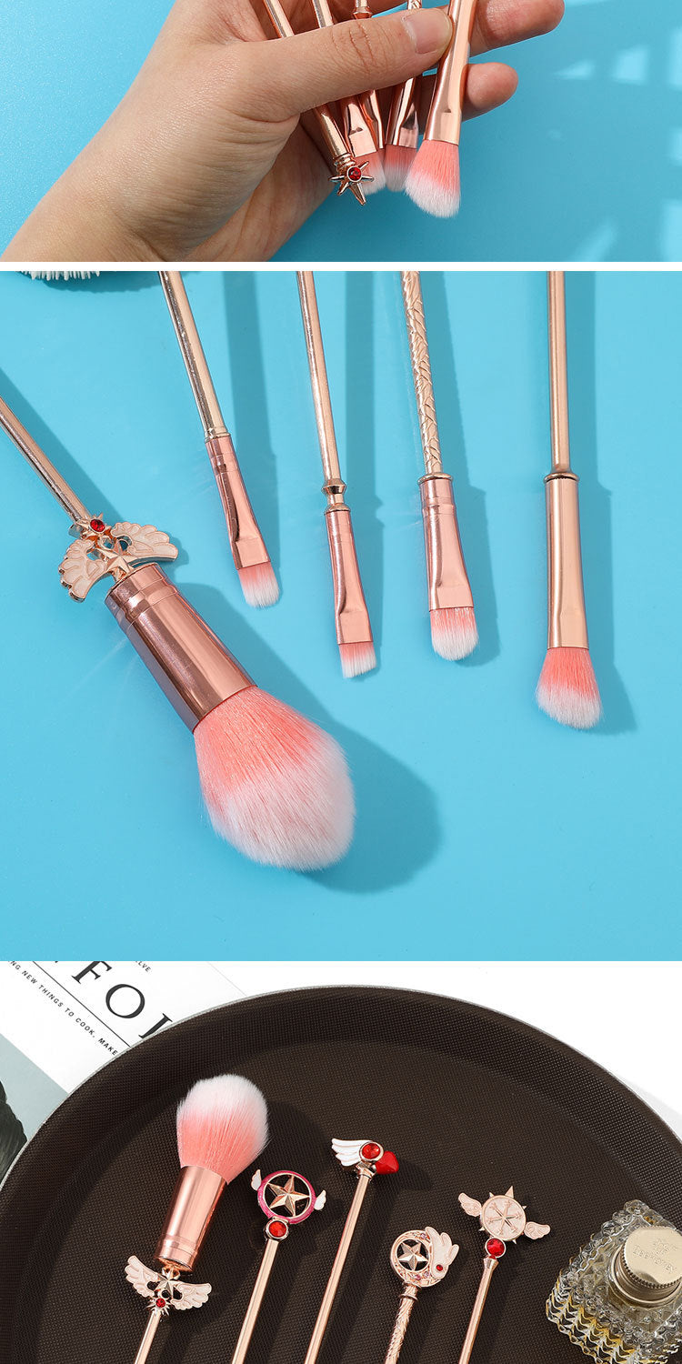 Magic Card Girl Sakura Stereoscopic Metal Makeup Brush Sparkling Eyeshadow Brush Variety Sakura Makeup Tool Set