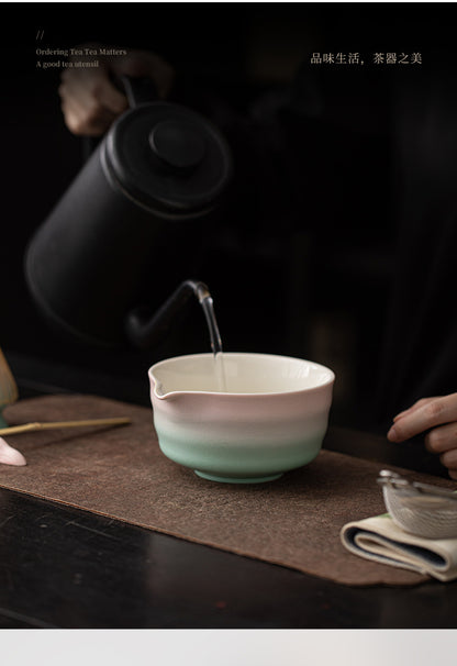 Japanese-Style Matcha Set with Gradient Ceramic Whisk, Tea Bowl, Whisk Holder, and Tea Brush