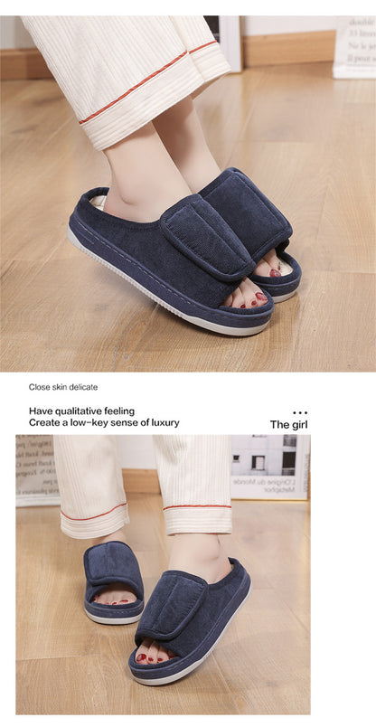 Factory direct wholesale Velcro loose feet wide fat swollen adjust middle-aged men's and women's cloth shoes linen slippers foreign trade