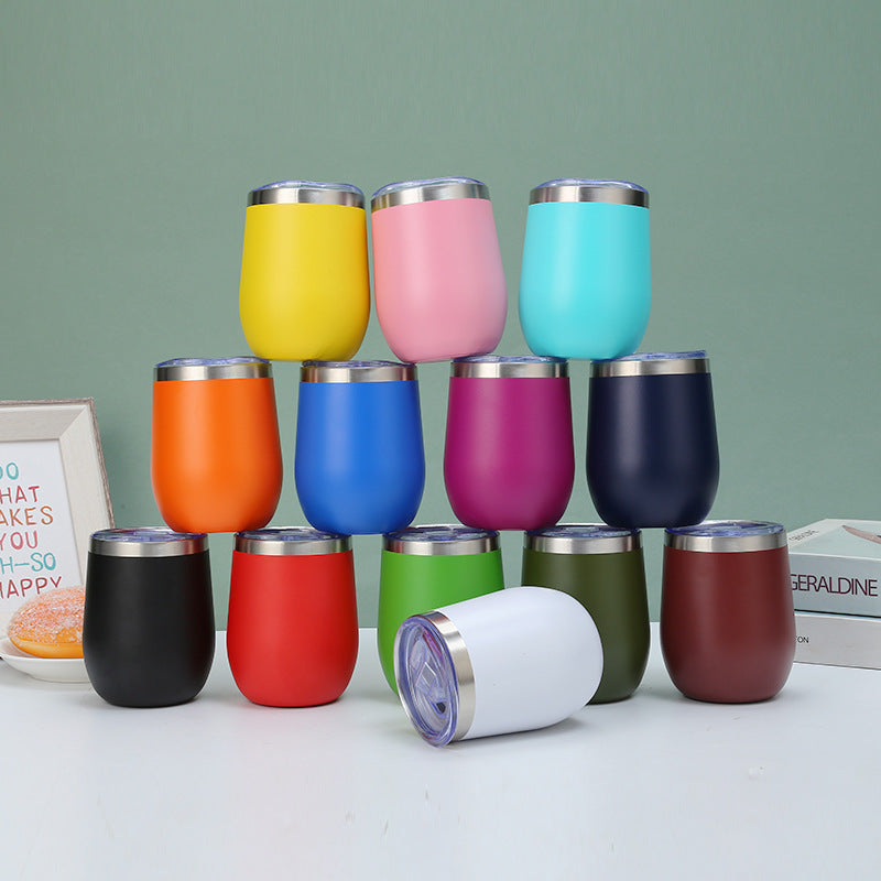 304 Stainless Steel Eggshell Cup Portable Cross-Border U-Shaped Wine Thermos Cup 12oz Cup American Style Wholesale Aviation Cup