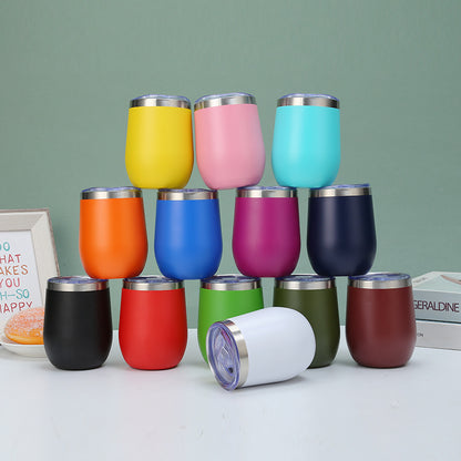 304 Stainless Steel Eggshell Cup Portable Cross-Border U-Shaped Wine Thermos Cup 12oz Cup American Style Wholesale Aviation Cup