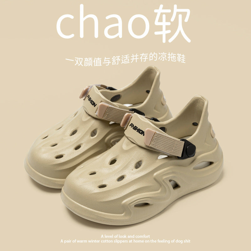 2025 Croc Shoes Men's Summer New Outerwear Non-Slip Soft Sole Baotou Men's Shoes Sports Coconut Sandals