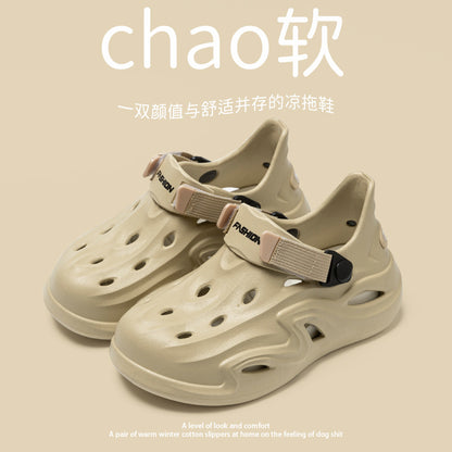 2025 Croc Shoes Men's Summer New Outerwear Non-Slip Soft Sole Baotou Men's Shoes Sports Coconut Sandals