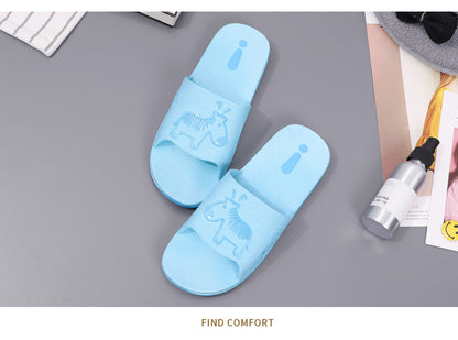 Summer Pvc Bathroom Slippers Home Cartoon Couple Slippers Indoor Cute Bath Non-Slip Sandals Women's Stall