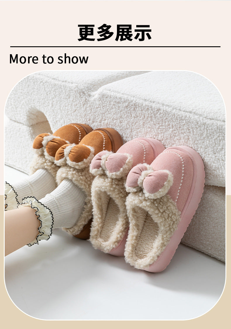 Cute Thick-Soled Cotton Slippers for Women in Autumn and Winter, Indoor Non-Slip Warm Soft Thick-Soled Furry Slippers for Postpartum Period