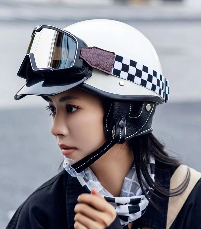 Retro Helmet Motorcycle Half Helmet 3C National Standard Summer Women's Men's Motorcycle Helmet Electric Vehicle Japanese Safety Helmet
