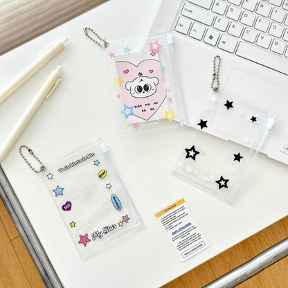 Monvkaka American-Style Star Small Zipper Card Holder Random Card Storage Card Case Card Holder Gu Mei Baji Bag